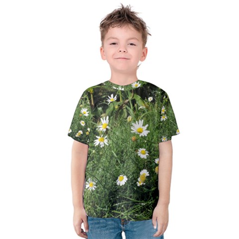 Wild Daisy Summer Flowers Kids  Cotton Tee by picsaspassion