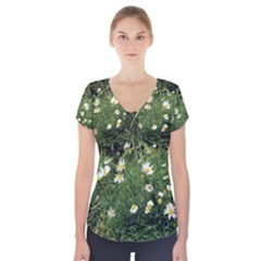 Wild Daisy Summer Flowers Short Sleeve Front Detail Top by picsaspassion
