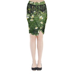 Wild Daisy Summer Flowers Midi Wrap Pencil Skirt