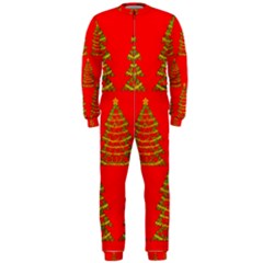 Christmas Trees Red Pattern Onepiece Jumpsuit (men)  by Valentinaart