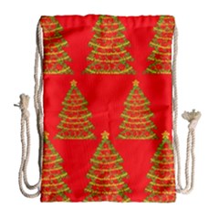 Christmas Trees Red Pattern Drawstring Bag (large) by Valentinaart