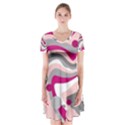 Magenta, pink and gray design Short Sleeve V-neck Flare Dress View1