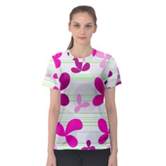 Magenta Floral Pattern Women s Sport Mesh Tee