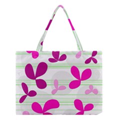 Magenta Floral Pattern Medium Tote Bag by Valentinaart