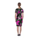 Magenta floral design Classic Short Sleeve Midi Dress View2