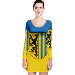 Flag Of Leipzig Long Sleeve Velvet Bodycon Dress by abbeyz71