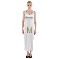 M Monogram Initial Letter M Golden Chic Stylish Typography Gold Fitted Maxi Dress by yoursparklingshop