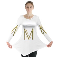 M Monogram Initial Letter M Golden Chic Stylish Typography Gold Long Sleeve Tunic  by yoursparklingshop