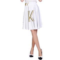 Monogrammed Monogram Initial Letter K Gold Chic Stylish Elegant Typography A-line Skirt