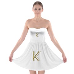 Monogrammed Monogram Initial Letter K Gold Chic Stylish Elegant Typography Strapless Bra Top Dress by yoursparklingshop