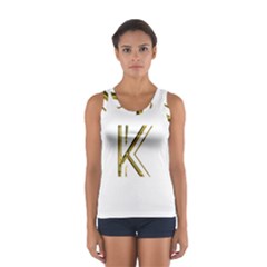 Monogrammed Monogram Initial Letter K Gold Chic Stylish Elegant Typography Women s Sport Tank Top  by yoursparklingshop