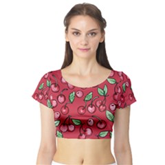 Cherry Cherries For Spring Short Sleeve Crop Top (tight Fit) by BubbSnugg