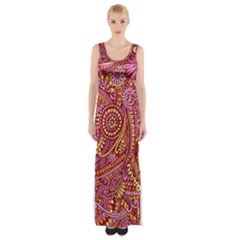 Pink Yellow Hippie Flower Pattern Zz0106 Maxi Thigh Split Dress