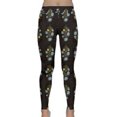 Blue Flowers On Black Yoga Leggings  by fashionnarwhal