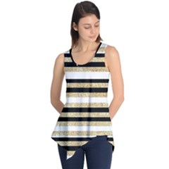 Gold Glitter And Black Stripes Sleeveless Tunic by LisaGuenDesign