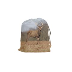 Red Deer Stag On A Hill Drawstring Pouches (small)  by GiftsbyNature
