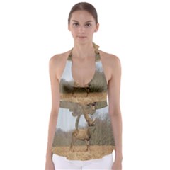 Red Deer Stag On A Hill Babydoll Tankini Top by GiftsbyNature