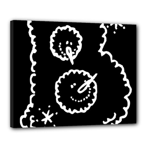 Funny Black And White Doodle Snowballs Canvas 20  X 16  by yoursparklingshop