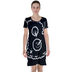 Funny Black And White Doodle Snowballs Short Sleeve Nightdress by yoursparklingshop