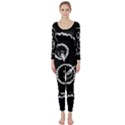 Funny Black And White Doodle Snowballs Long Sleeve Catsuit View1