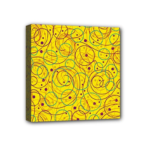 Yellow Abstract Art Mini Canvas 4  X 4  by Valentinaart