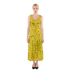 Yellow Abstract Art Sleeveless Maxi Dress by Valentinaart