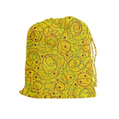 Yellow Abstract Art Drawstring Pouches (extra Large) by Valentinaart