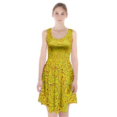 Yellow Abstract Art Racerback Midi Dress by Valentinaart