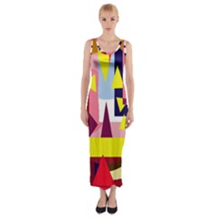 Colorful Abstraction Fitted Maxi Dress by Valentinaart