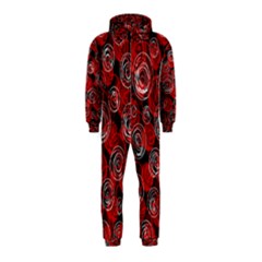 Red Abstract Decor Hooded Jumpsuit (kids) by Valentinaart