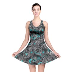 Gray And Blue Abstract Art Reversible Skater Dress by Valentinaart