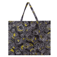 Gray And Yellow Abstract Art Zipper Large Tote Bag by Valentinaart