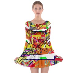 Colorful Abstraction By Moma Long Sleeve Skater Dress by Valentinaart