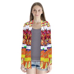 Colorful Abstraction By Moma Drape Collar Cardigan by Valentinaart