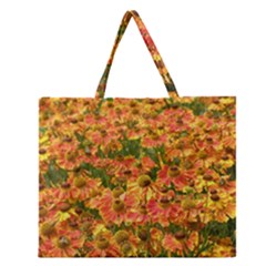 Helenium Flowers And Bees Zipper Large Tote Bag by GiftsbyNature