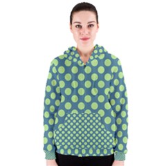 Teal & Lime Polka Dots Women s Zipper Hoodie by fashionnarwhal