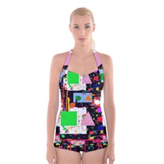 Colorful Facroty Boyleg Halter Swimsuit  by Valentinaart