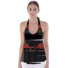 Colorful Lines  Babydoll Tankini Top