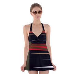 Colorful Lines  Halter Swimsuit Dress by Valentinaart