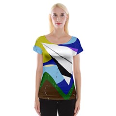 Paper Airplane Women s Cap Sleeve Top by Valentinaart