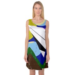 Paper airplane Sleeveless Satin Nightdress