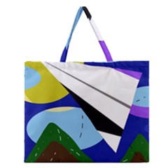 Paper airplane Zipper Large Tote Bag