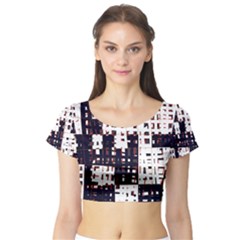 Abstract City Landscape Short Sleeve Crop Top (tight Fit) by Valentinaart