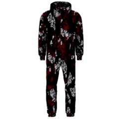 Red, White And Black Abstract Art Hooded Jumpsuit (men)  by Valentinaart