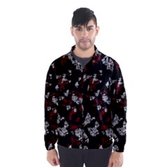 Red, White And Black Abstract Art Wind Breaker (men) by Valentinaart