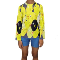 Yellow Flock Kids  Long Sleeve Swimwear by Valentinaart
