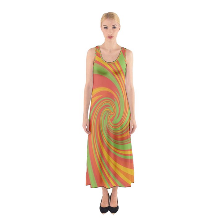Green and orange twist Sleeveless Maxi Dress