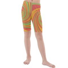 Green And Orange Twist Kids  Mid Length Swim Shorts by Valentinaart