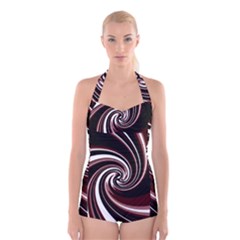 Decorative Twist Boyleg Halter Swimsuit 