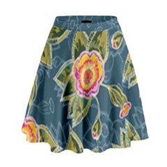 Floral Fantsy Pattern High Waist Skirt by DanaeStudio